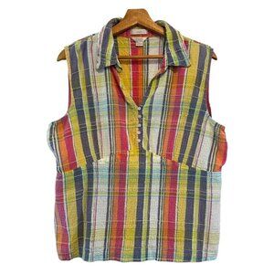 Christopher & Banks Women's Plaid Sleeveless Top Size XL